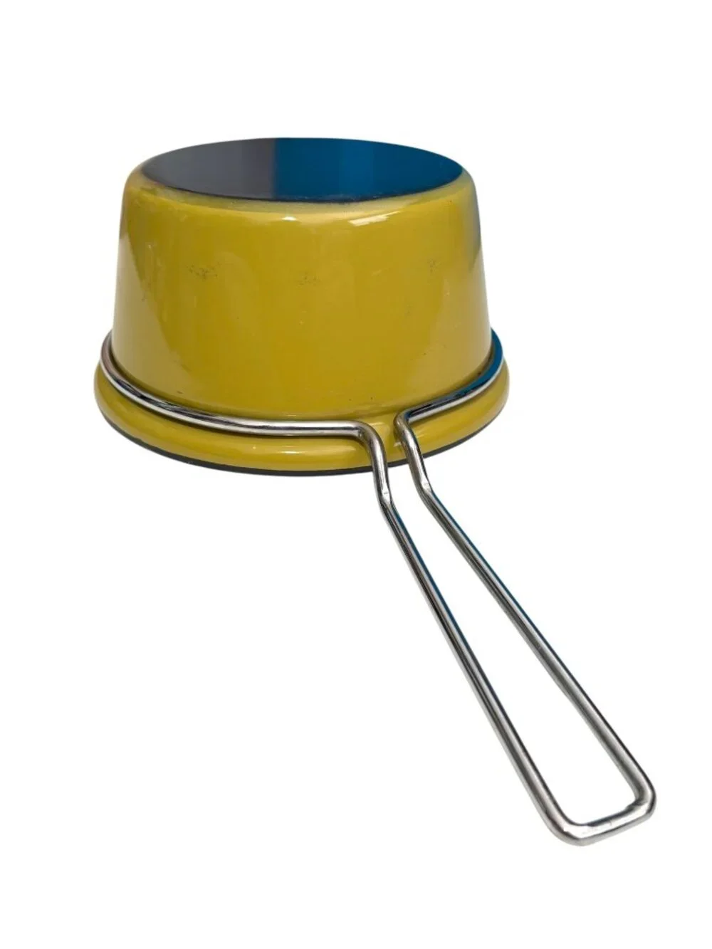 Vintage olive green  Enamel Saucepan With Metal Handle - Retro Kitchen Cookware